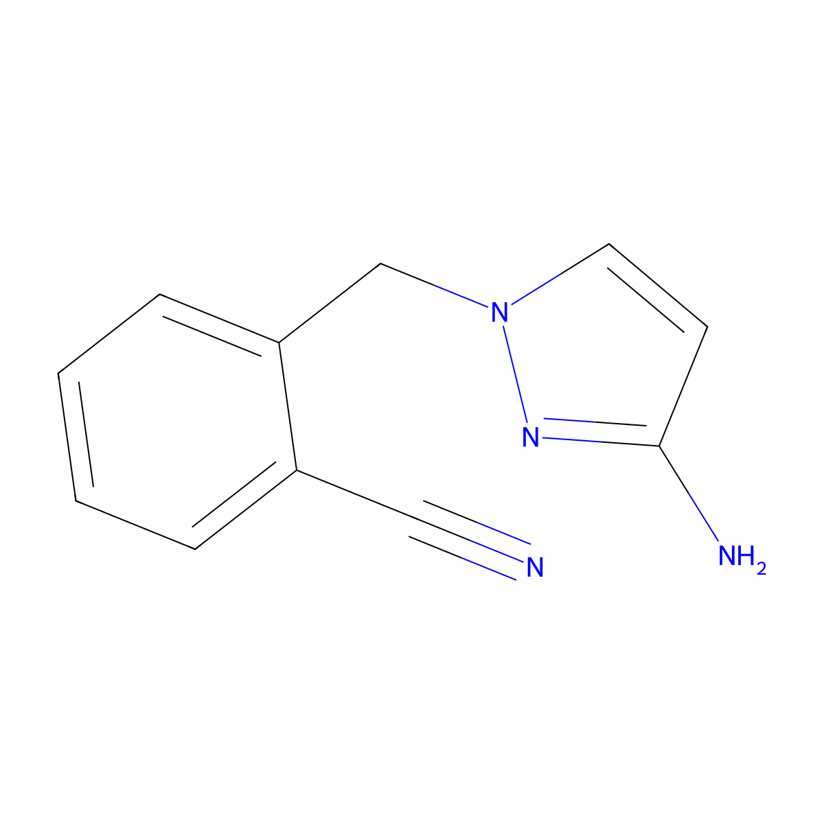 2-((3-Amino-1h-pyrazol-1-yl)methyl)benzonitrile molecular structure, CAS 1184559-73-6