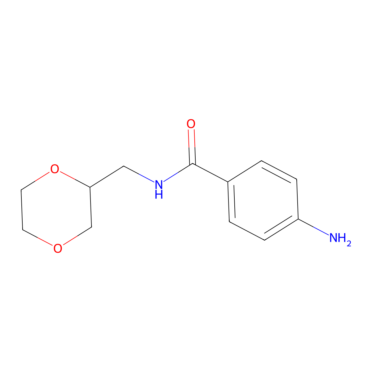4-amino-N-(1,4-dioxan-2-ylmethyl)benzamide molecular structure, CAS 1184565-31-8