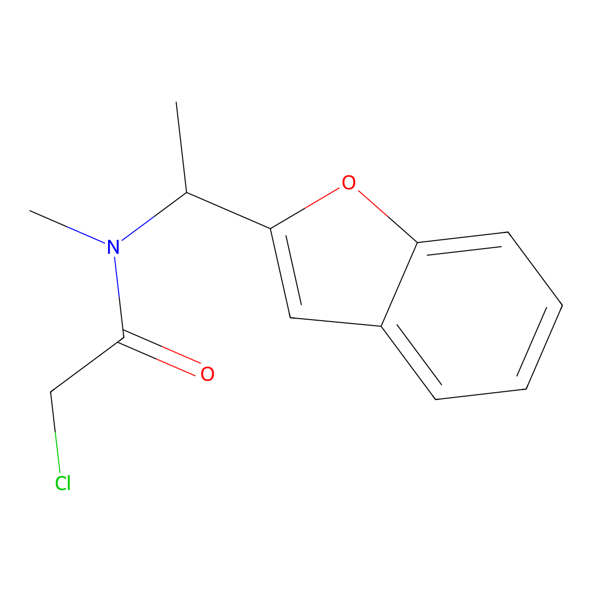 N-[1-(1-benzofuran-2-yl)ethyl]-2-chloro-N-methylacetamide molecular structure, CAS 1184567-77-8