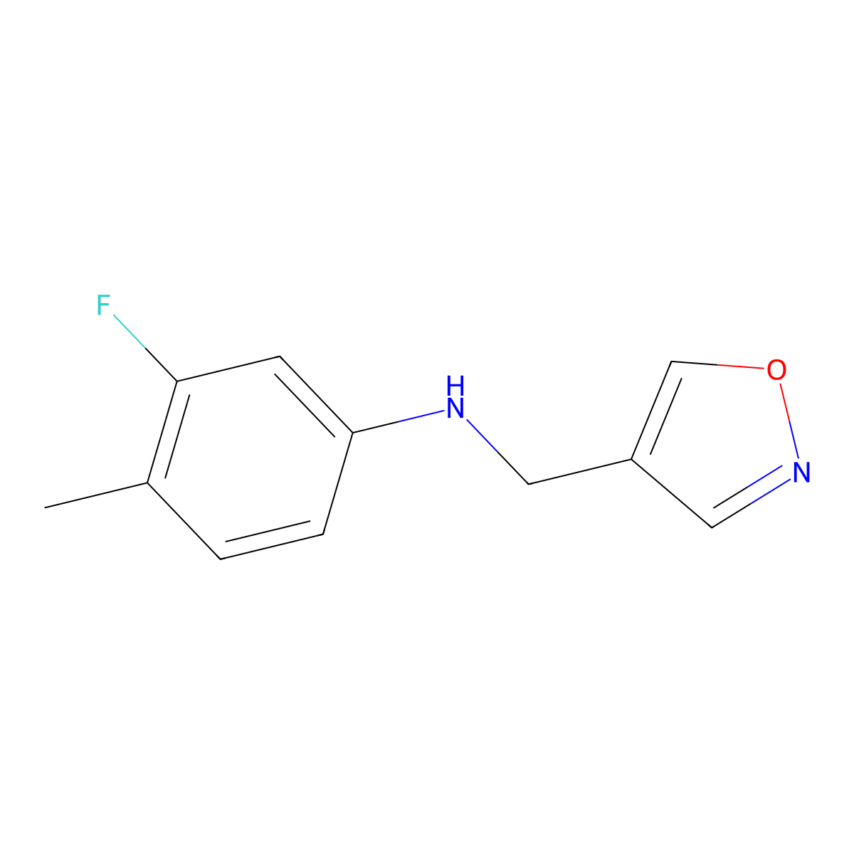 3-fluoro-4-methyl-N-(1,2-oxazol-4-ylmethyl)aniline molecular structure, CAS 1184567-88-1