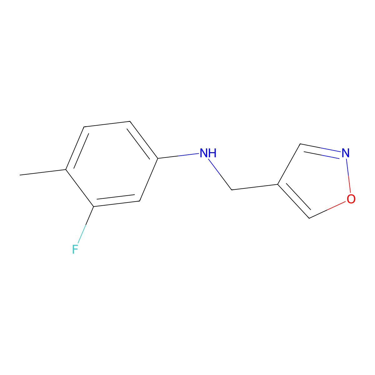 3-fluoro-4-methyl-N-(1,2-oxazol-4-ylmethyl)aniline molecular structure, CAS 1184567-88-1