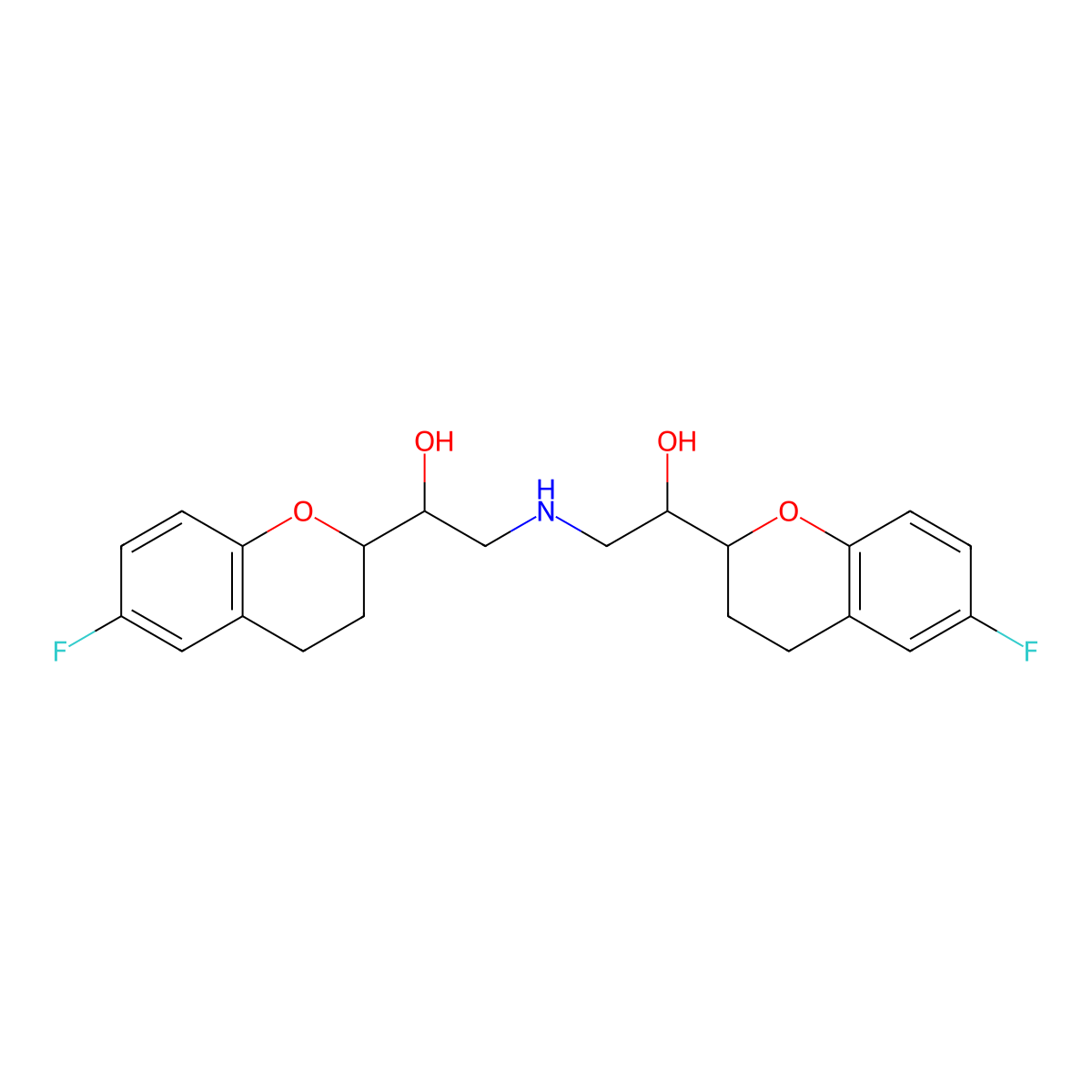 Nebivolol molecular structure, CAS 118457-14-0