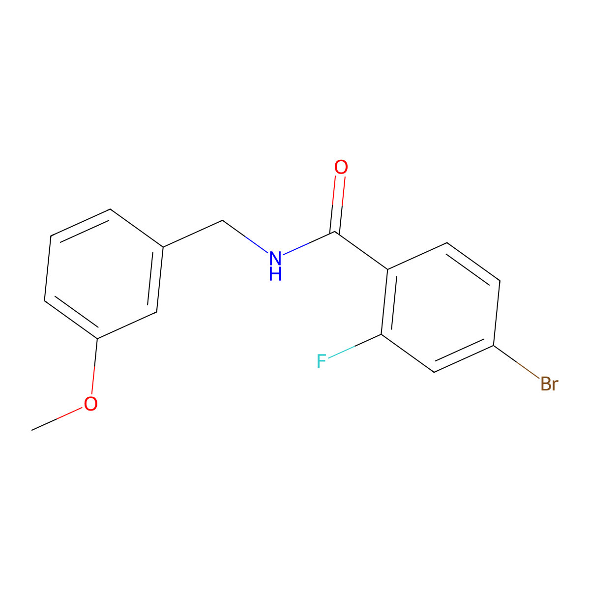4-Bromo-2-fluoro-N-(3-methoxybenzyl)benzamide molecular structure, CAS 1184570-64-6