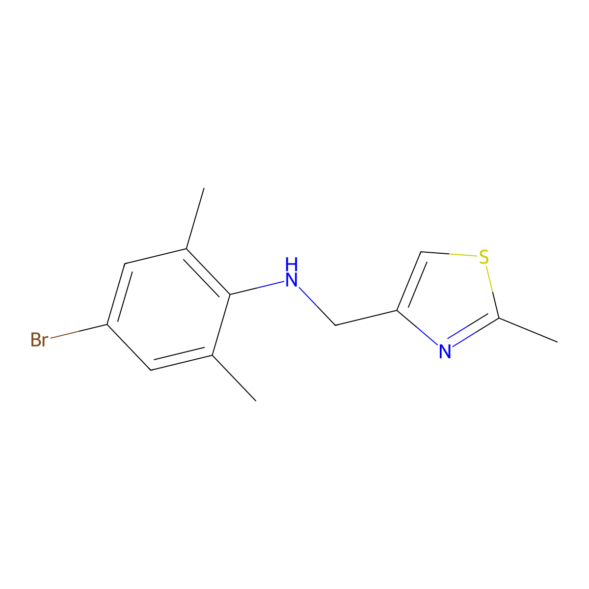 4-Bromo-2,6-dimethyl-N-((2-methylthiazol-4-yl)methyl)aniline molecular structure, CAS 1184576-42-8