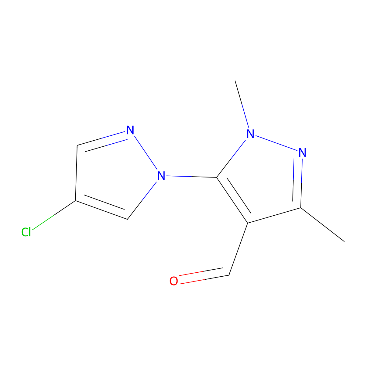 5-(4-Chloro-1H-pyrazol-1-YL)-1,3-dimethyl-1H-pyrazole-4-carbaldehyde molecular structure, CAS 1184581-76-7