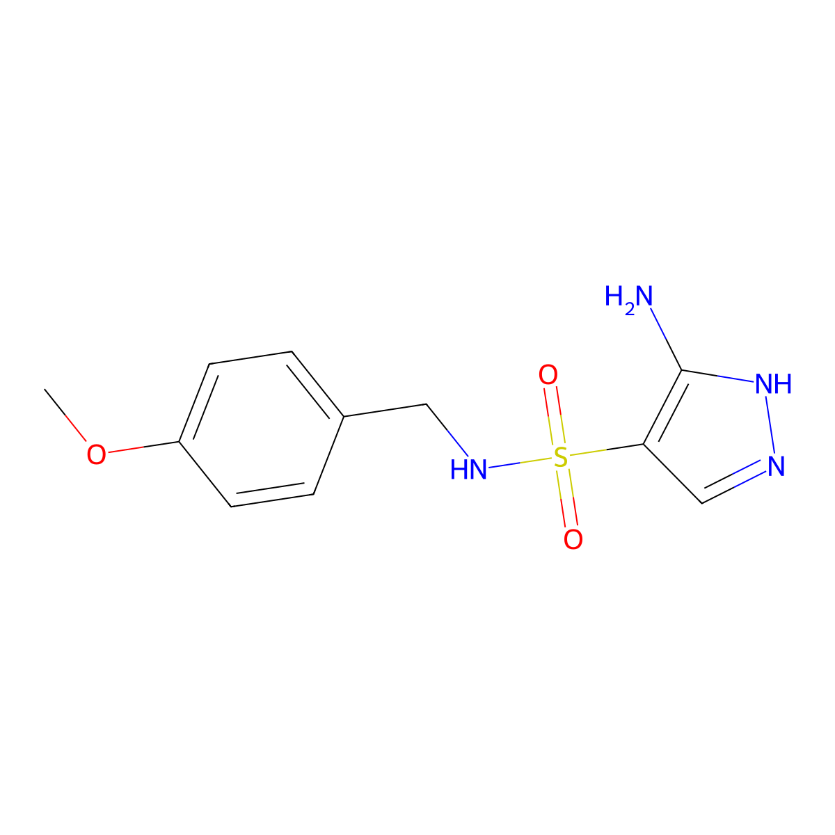 5-amino-N-[(4-methoxyphenyl)methyl]-1H-pyrazole-4-sulfonamide molecular structure, CAS 1184583-83-2