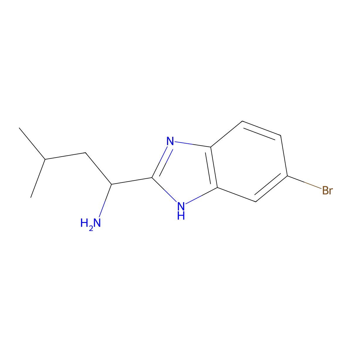 1-(5-Bromo-1H-benzo[d]imidazol-2-yl)-3-methylbutan-1-amine molecular structure, CAS 1184584-30-2
