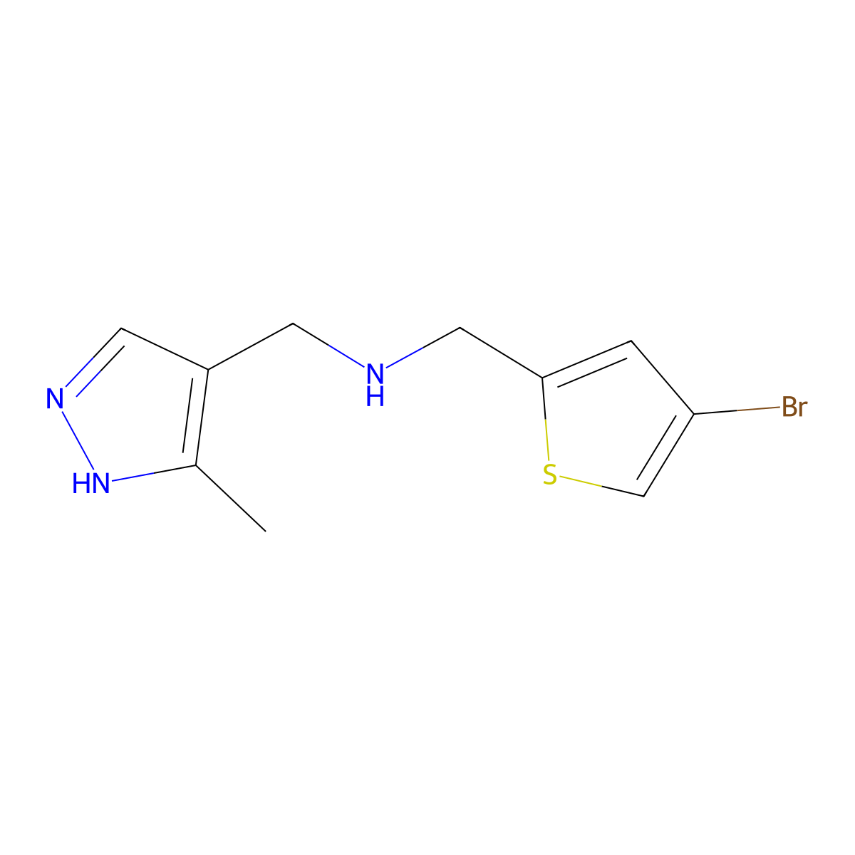 [(4-Bromothiophen-2-yl)methyl][(3-methyl-1H-pyrazol-4-yl)methyl]amine molecular structure, CAS 1184584-70-0