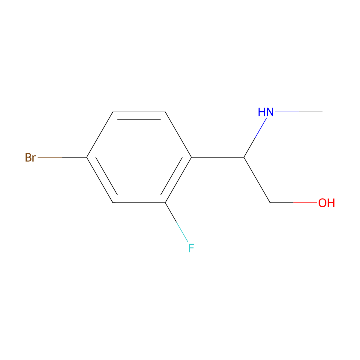 2-(4-Bromo-2-fluorophenyl)-2-(methylamino)ethan-1-ol molecular structure, CAS 1184588-33-7