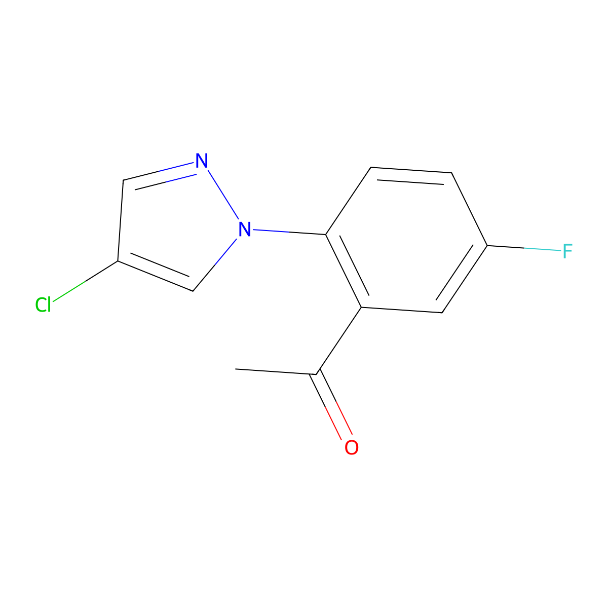 1-(2-(4-Chloro-1h-pyrazol-1-yl)-5-fluorophenyl)ethan-1-one molecular structure, CAS 1184589-16-9
