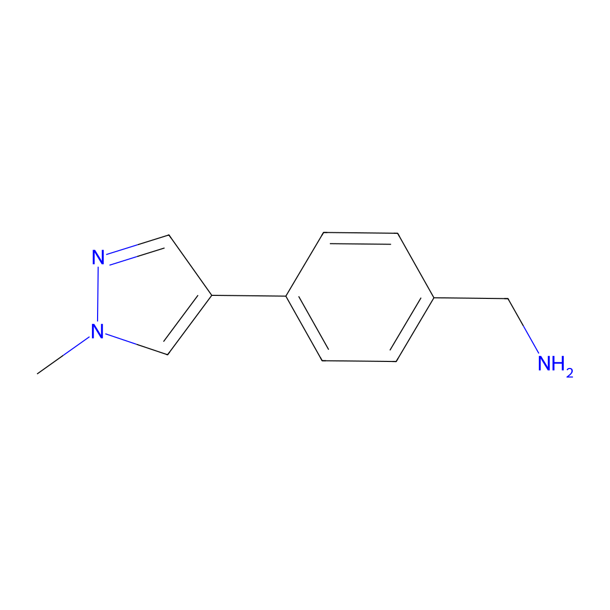 (4-(1-methyl-1H-pyrazol-4-yl)phenyl)methanamine molecular structure, CAS 1184589-25-0