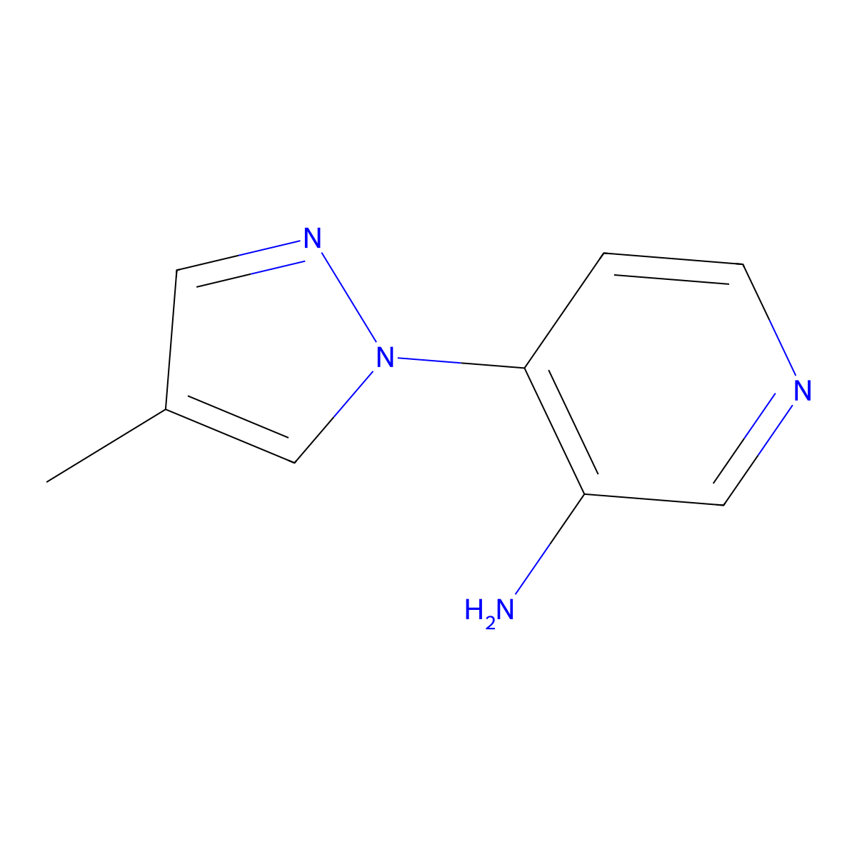 4-(4-methyl-1H-pyrazol-1-yl)pyridin-3-amine molecular structure, CAS 1184589-66-9