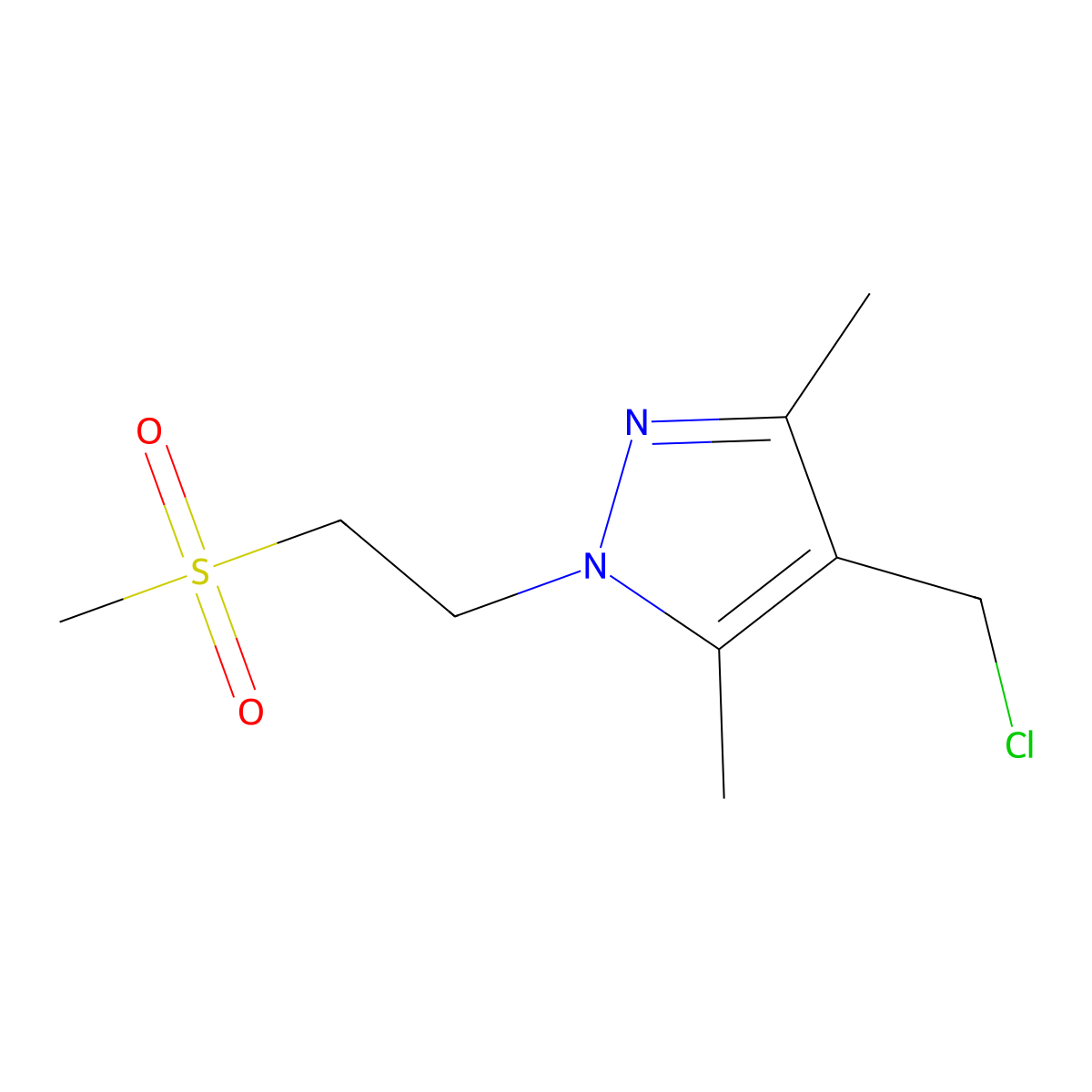 4-(chloromethyl)-1-(2-methanesulfonylethyl)-3,5-dimethyl-1H-pyrazole molecular structure, CAS 1184590-00-8