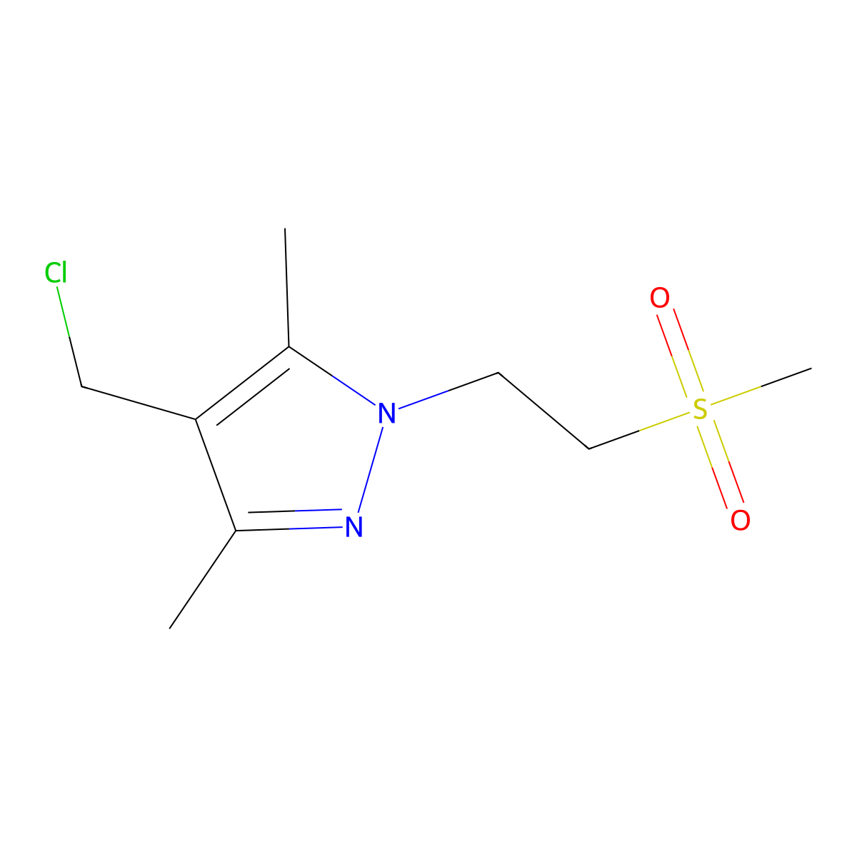 4-(chloromethyl)-1-(2-methanesulfonylethyl)-3,5-dimethyl-1H-pyrazole molecular structure, CAS 1184590-00-8