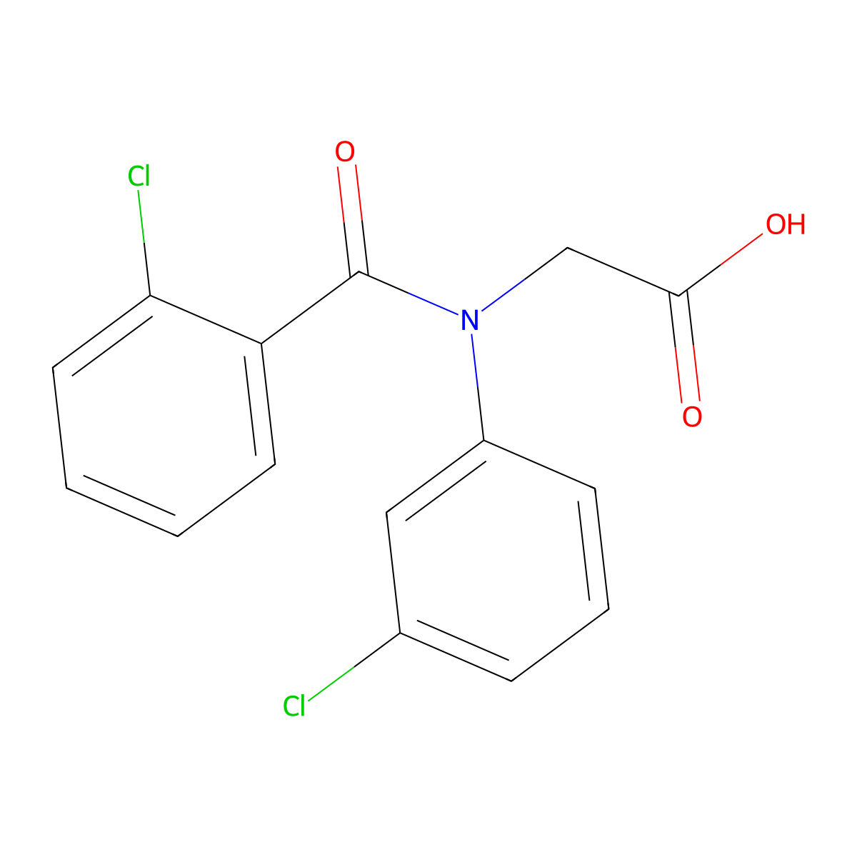 2-(3-chloro-N-(2-chlorobenzoyl)anilino)acetic acid molecular structure, CAS 1184592-58-2