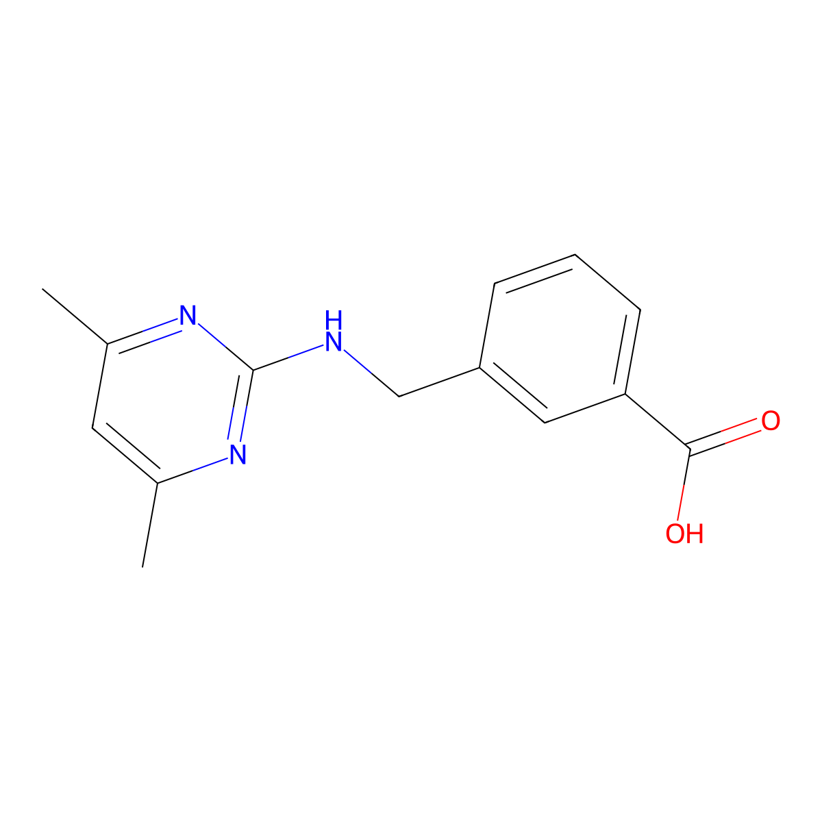 3-{[(4,6-Dimethylpyrimidin-2-yl)amino]methyl}benzoic acid molecular structure, CAS 1184598-04-6