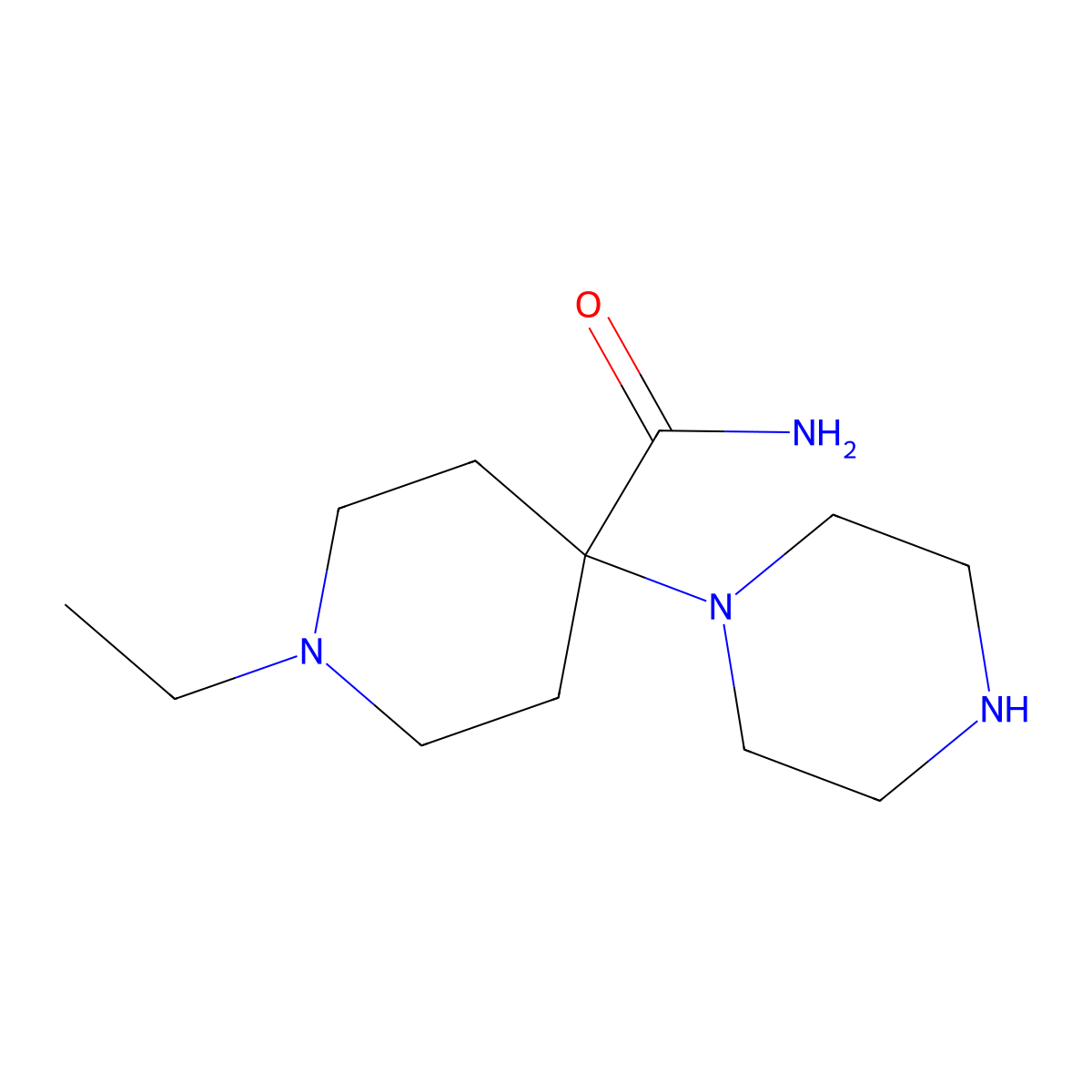 1-Ethyl-4-(piperazin-1-yl)piperidine-4-carboxamide molecular structure, CAS 1184601-26-0