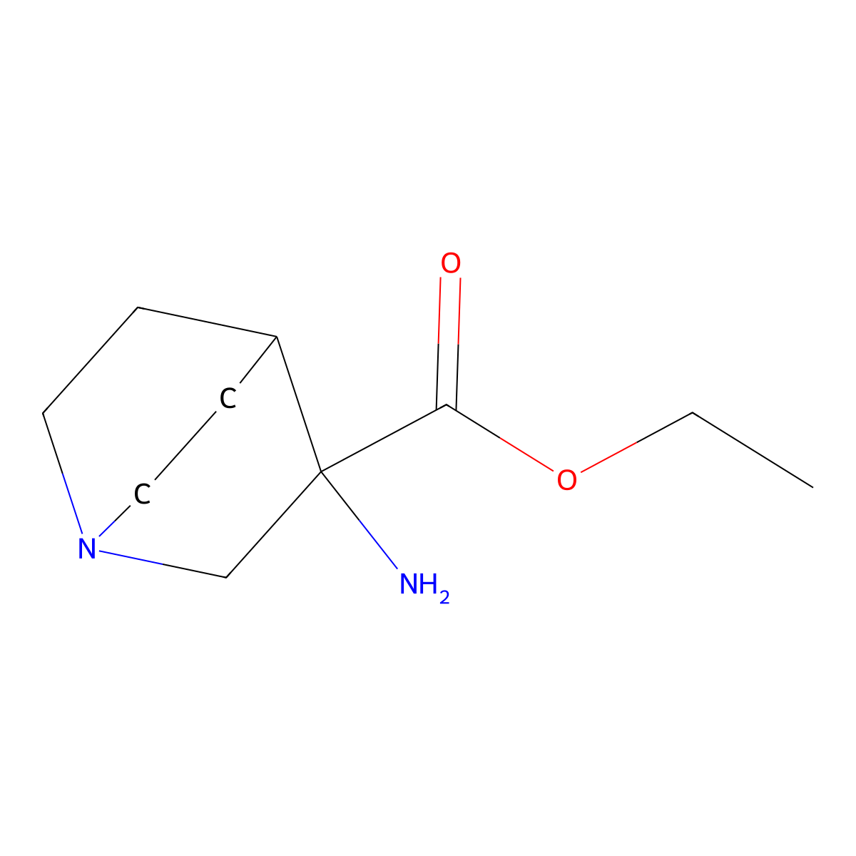 Ethyl 3-aminoquinuclidine-3-carboxylate molecular structure, CAS 1184614-23-0
