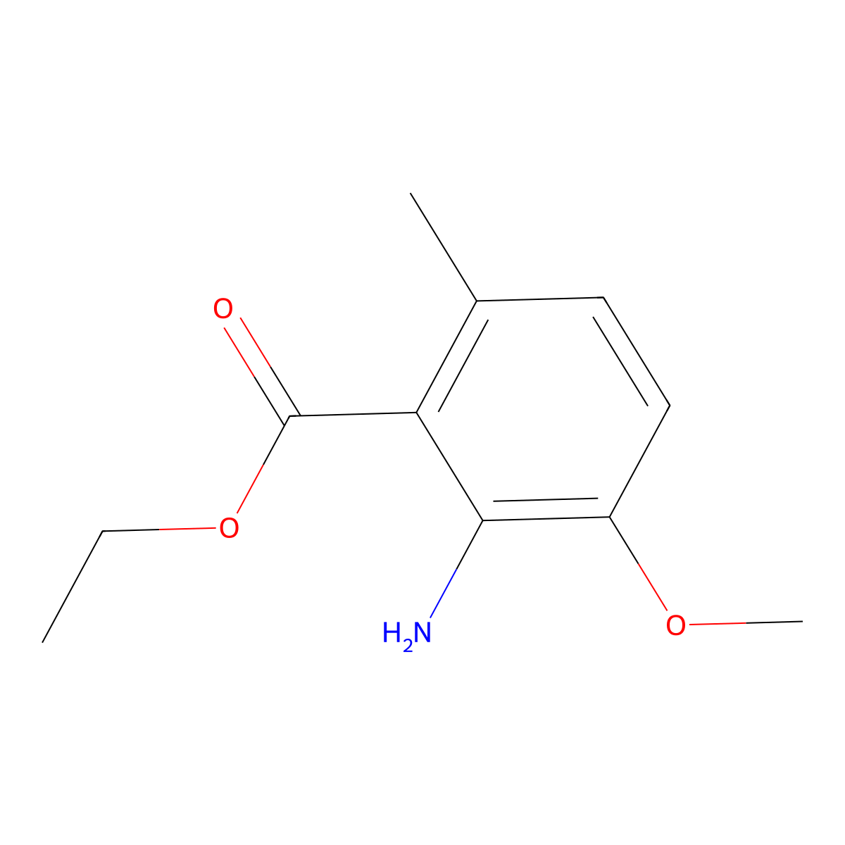 Ethyl 2-amino-3-methoxy-6-methylbenzoate molecular structure, CAS 1184617-80-8