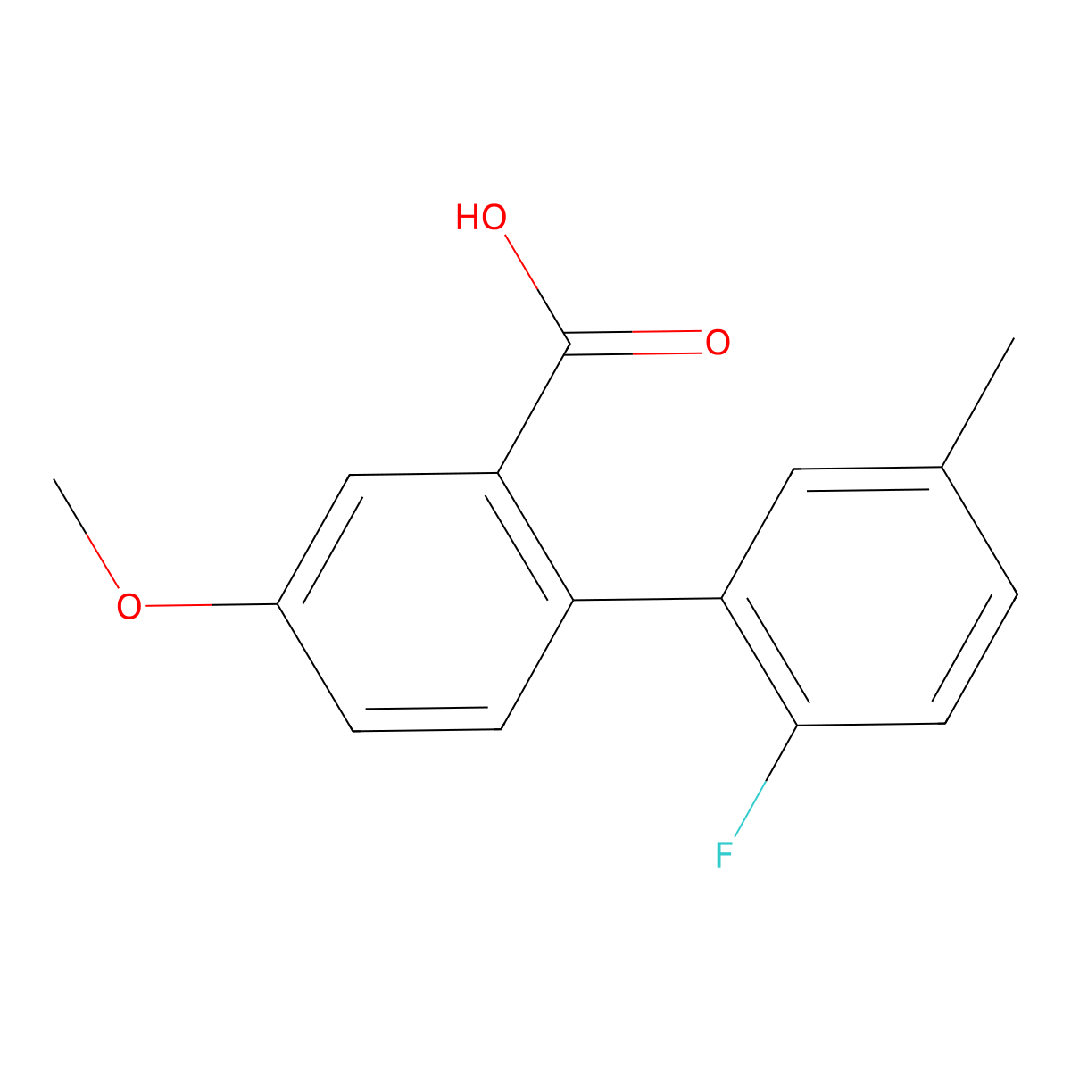 2-(2-Fluoro-5-methylphenyl)-5-methoxybenzoic acid molecular structure, CAS 1184620-14-1