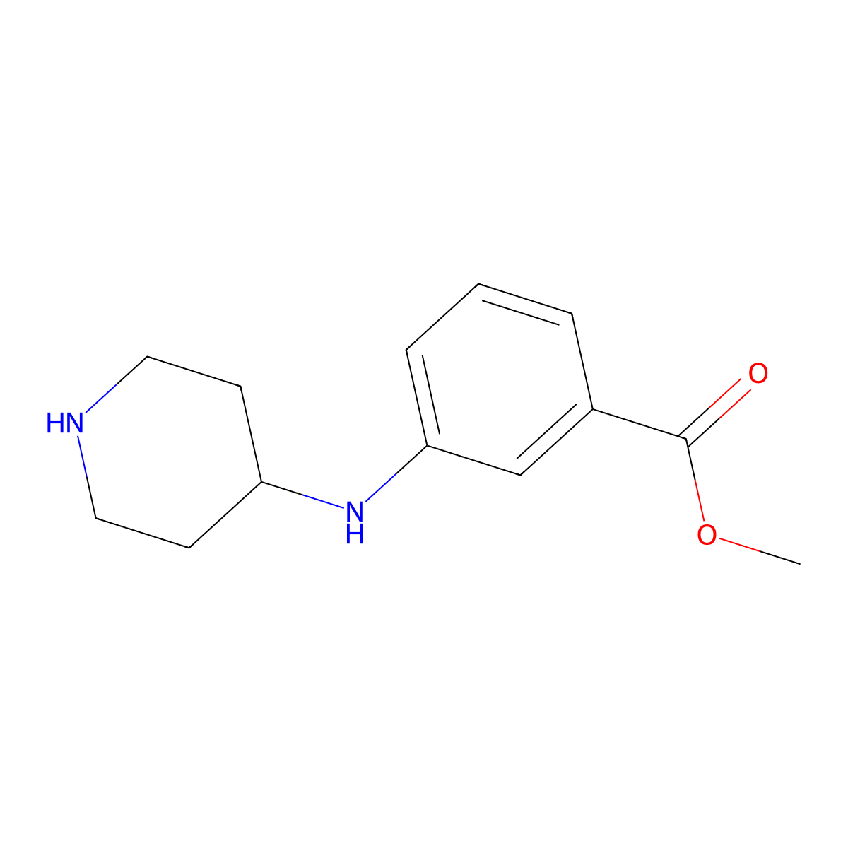 Methyl 3-(piperidin-4-ylamino)benzoate molecular structure, CAS 1184623-74-2
