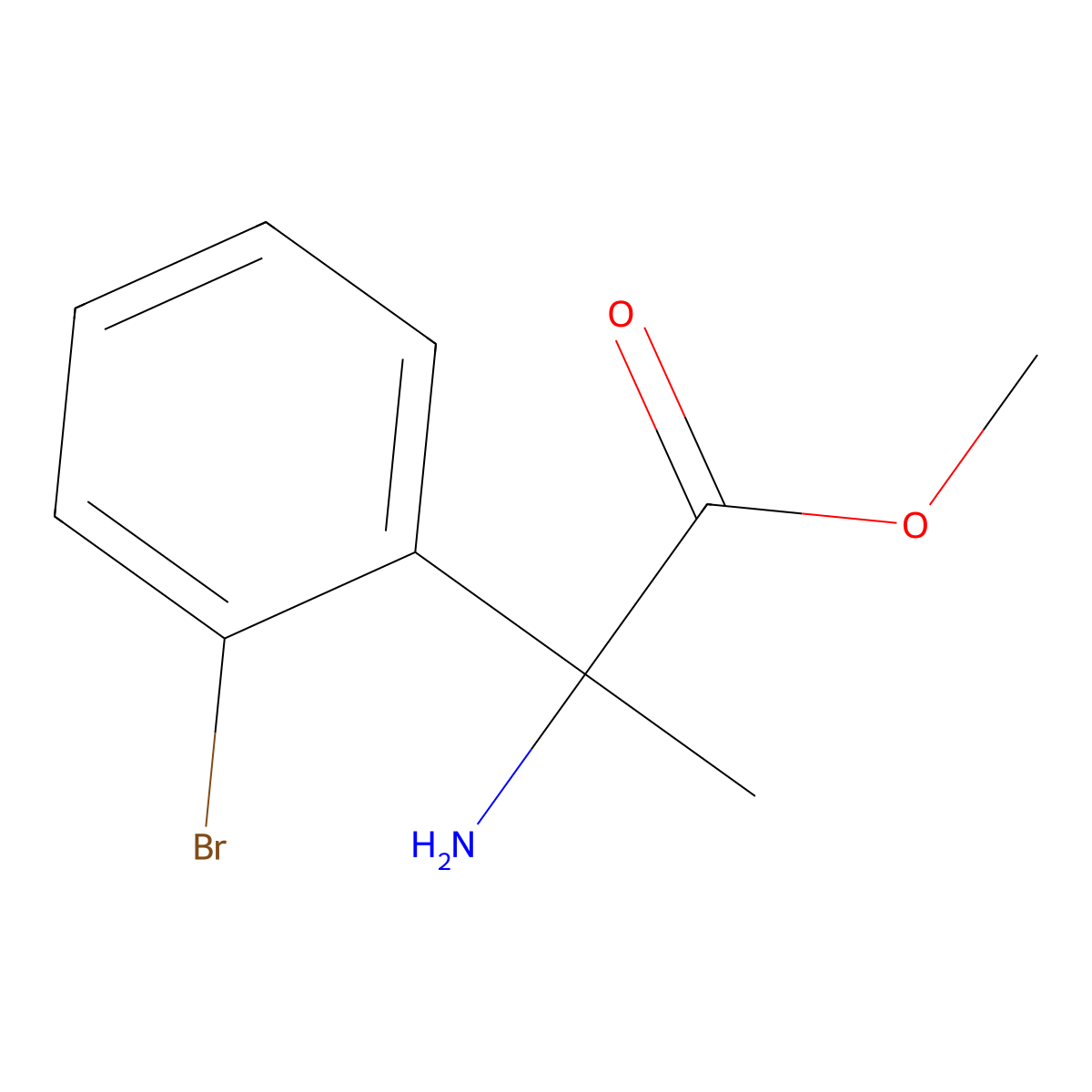 Methyl 2-amino-2-(2-bromophenyl)propanoate molecular structure, CAS 1184629-78-4