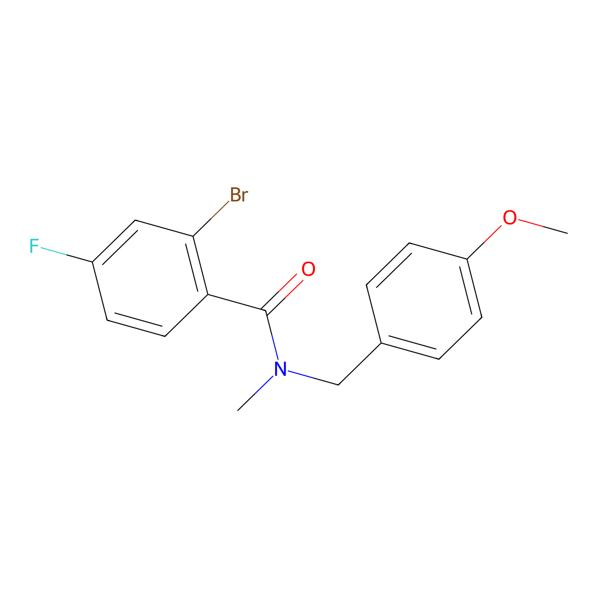 2-bromo-4-fluoro-N-[(4-methoxyphenyl)methyl]-N-methylbenzamide molecular structure, CAS 1184633-32-6