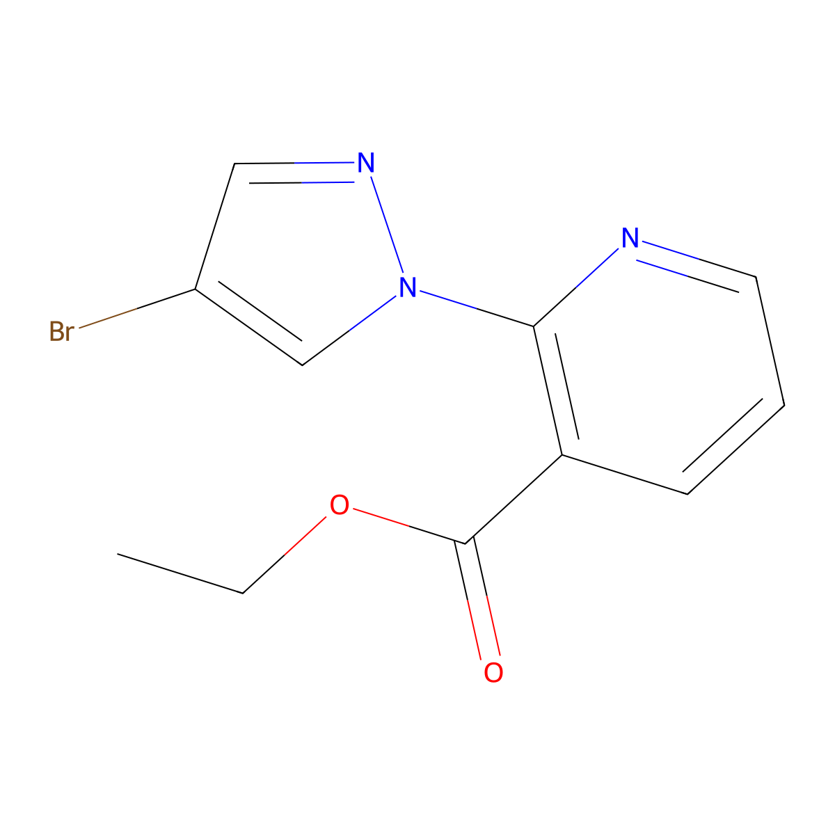 ethyl 2-(4-bromo-1H-pyrazol-1-yl)pyridine-3-carboxylate molecular structure, CAS 1184633-74-6