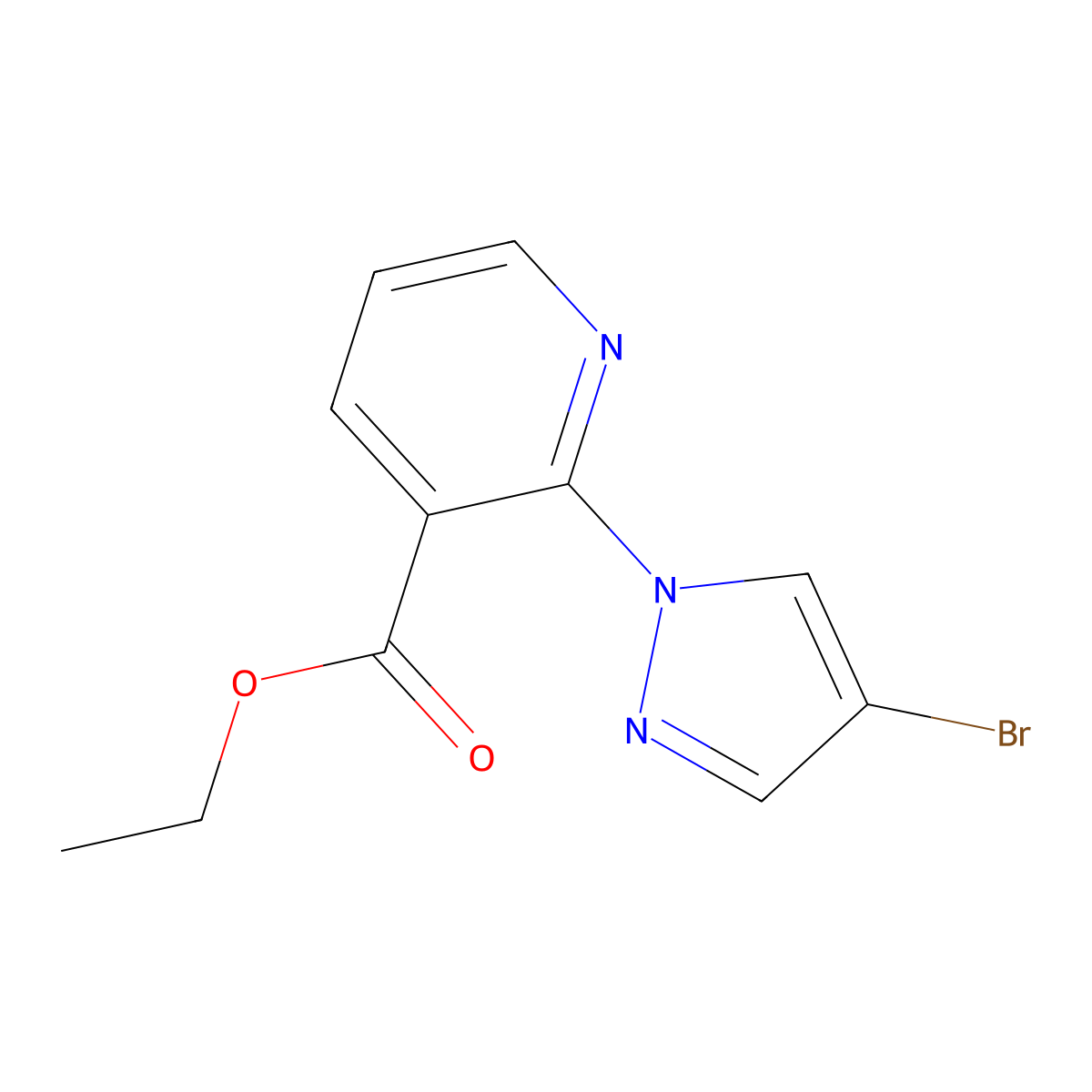 ethyl 2-(4-bromo-1H-pyrazol-1-yl)pyridine-3-carboxylate molecular structure, CAS 1184633-74-6