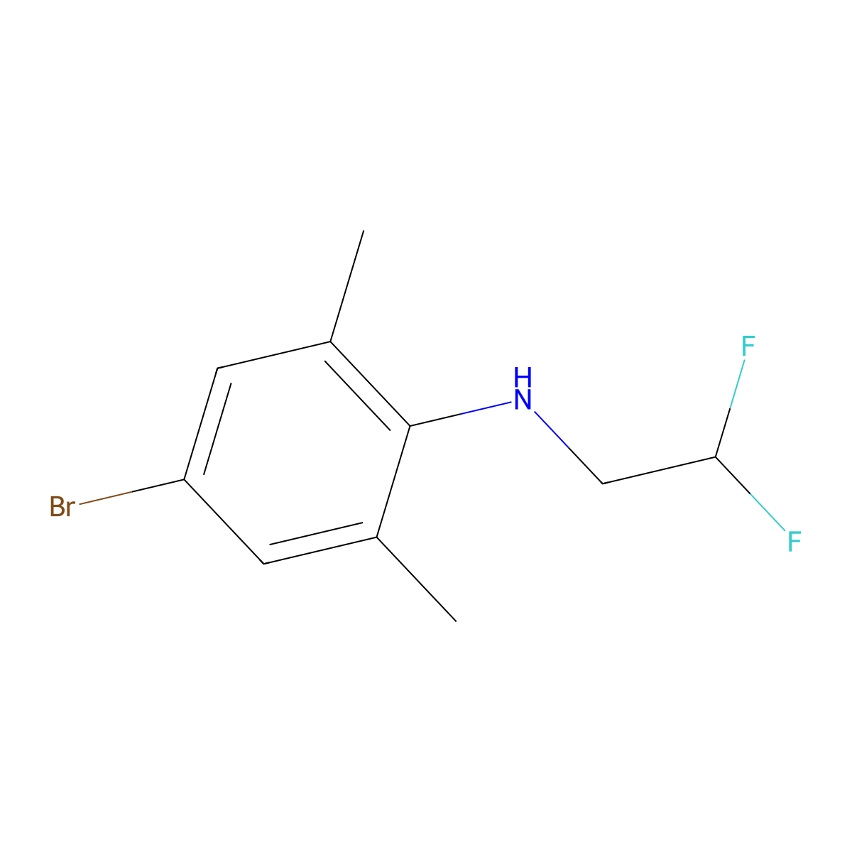 4-bromo-N-(2,2-difluoroethyl)-2,6-dimethylaniline molecular structure, CAS 1184637-63-5