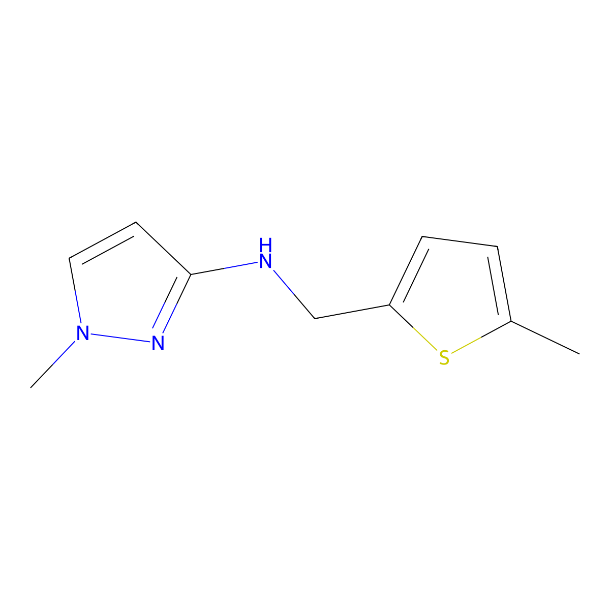 1-methyl-N-[(5-methylthiophen-2-yl)methyl]-1H-pyrazol-3-amine molecular structure, CAS 1184651-74-8