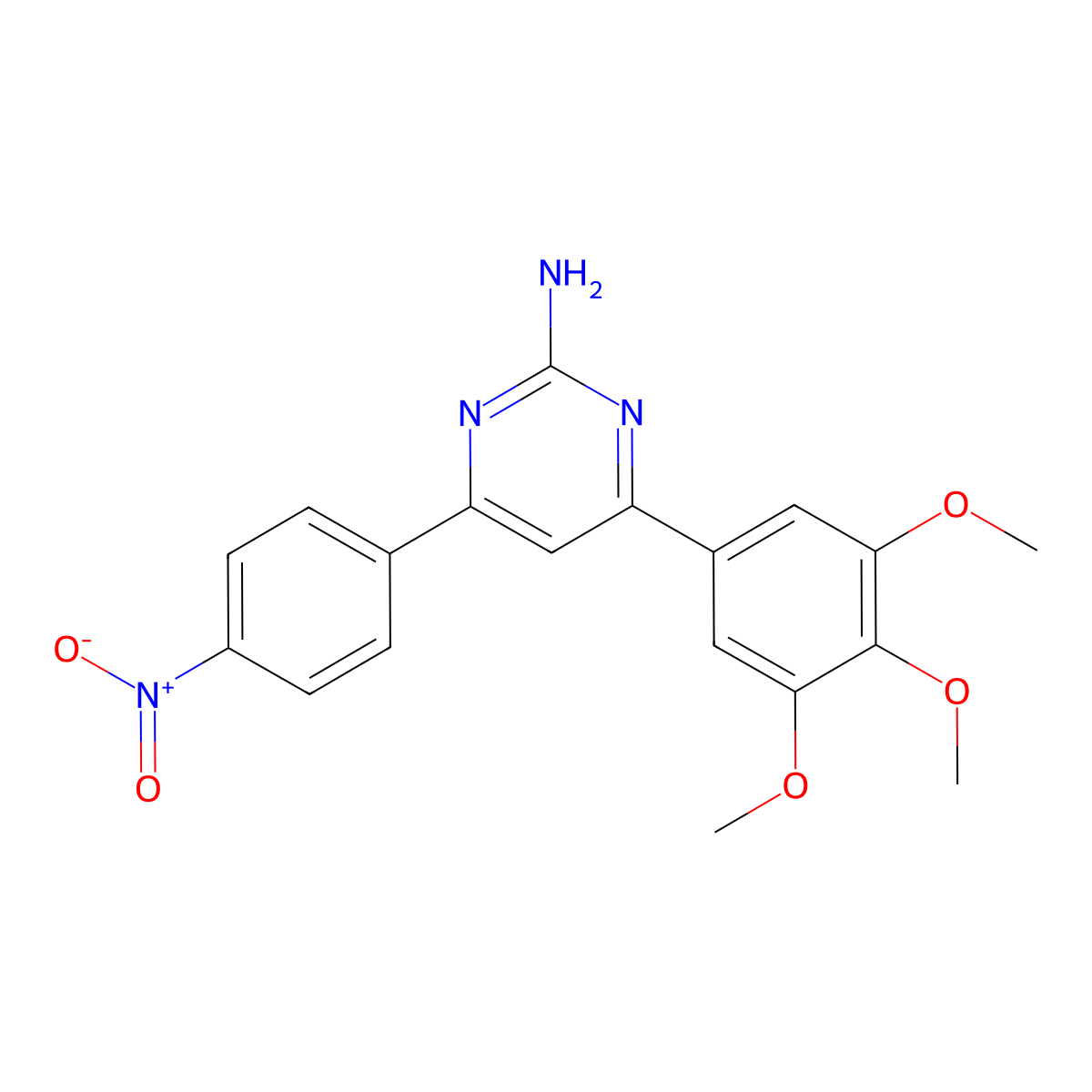 4-(4-Nitrophenyl)-6-(3,4,5-trimethoxyphenyl)pyrimidin-2-amine molecular structure, CAS 1184662-60-9