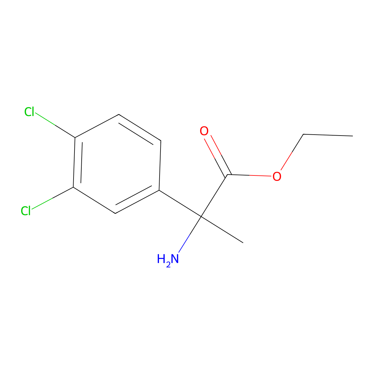 Ethyl 2-amino-2-(3,4-dichlorophenyl)propanoate molecular structure, CAS 1184665-93-7