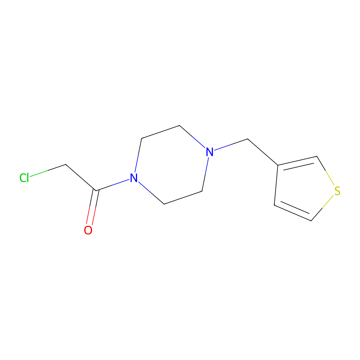 2-Chloro-1-(4-(thiophen-3-ylmethyl)piperazin-1-yl)ethan-1-one molecular structure, CAS 1184668-18-5