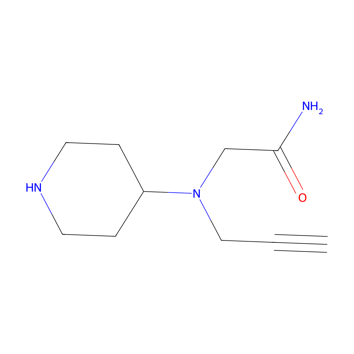 2-[(Piperidin-4-yl)(prop-2-yn-1-yl)amino]acetamide molecular structure, CAS 1184680-48-5