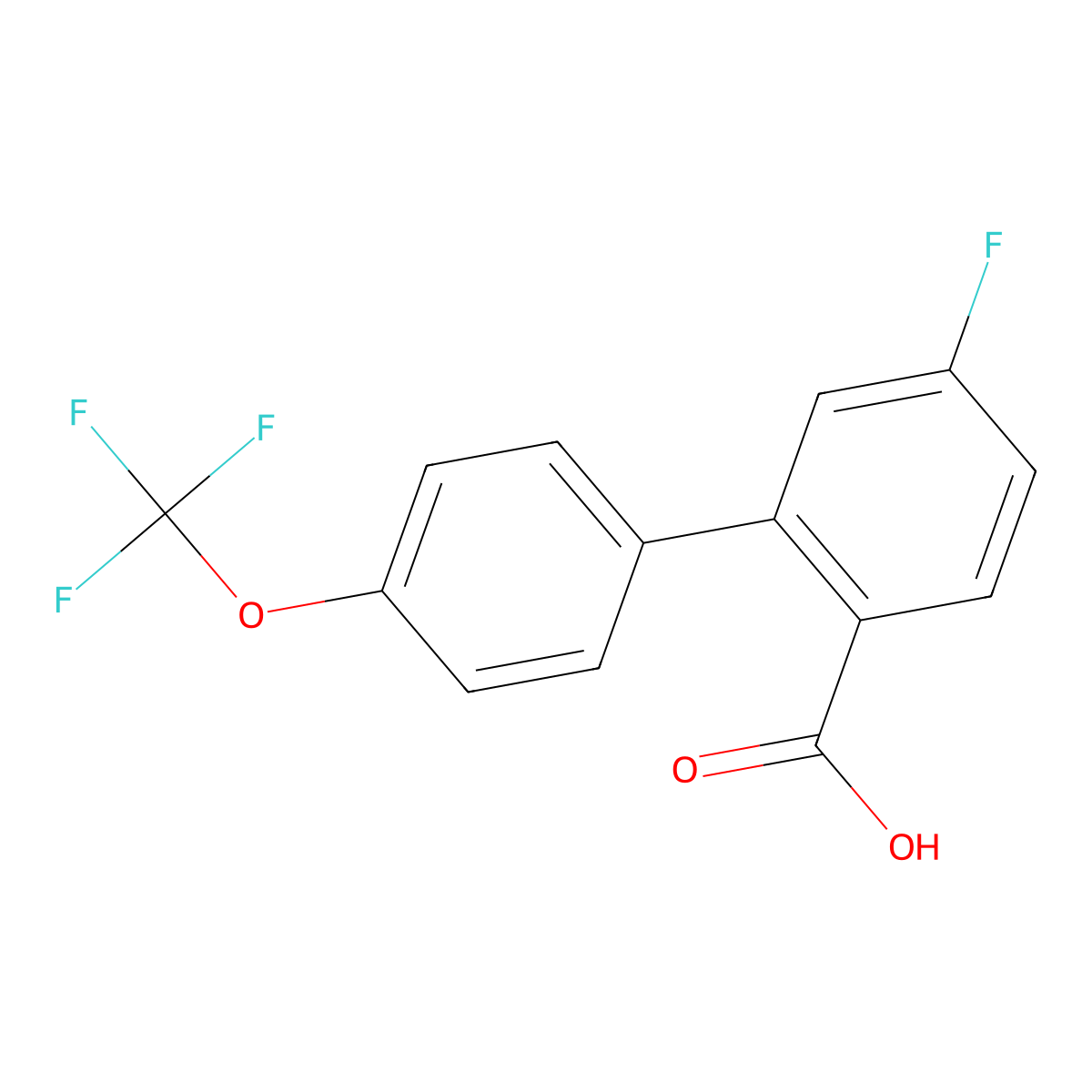 4-Fluoro-2-(4-trifluoromethoxyphenyl)benzoic acid molecular structure, CAS 1184689-01-7