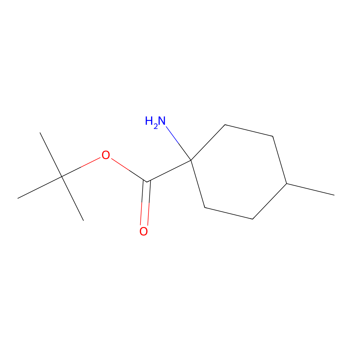 Tert-butyl 1-amino-4-methylcyclohexane-1-carboxylate molecular structure, CAS 1184690-35-4