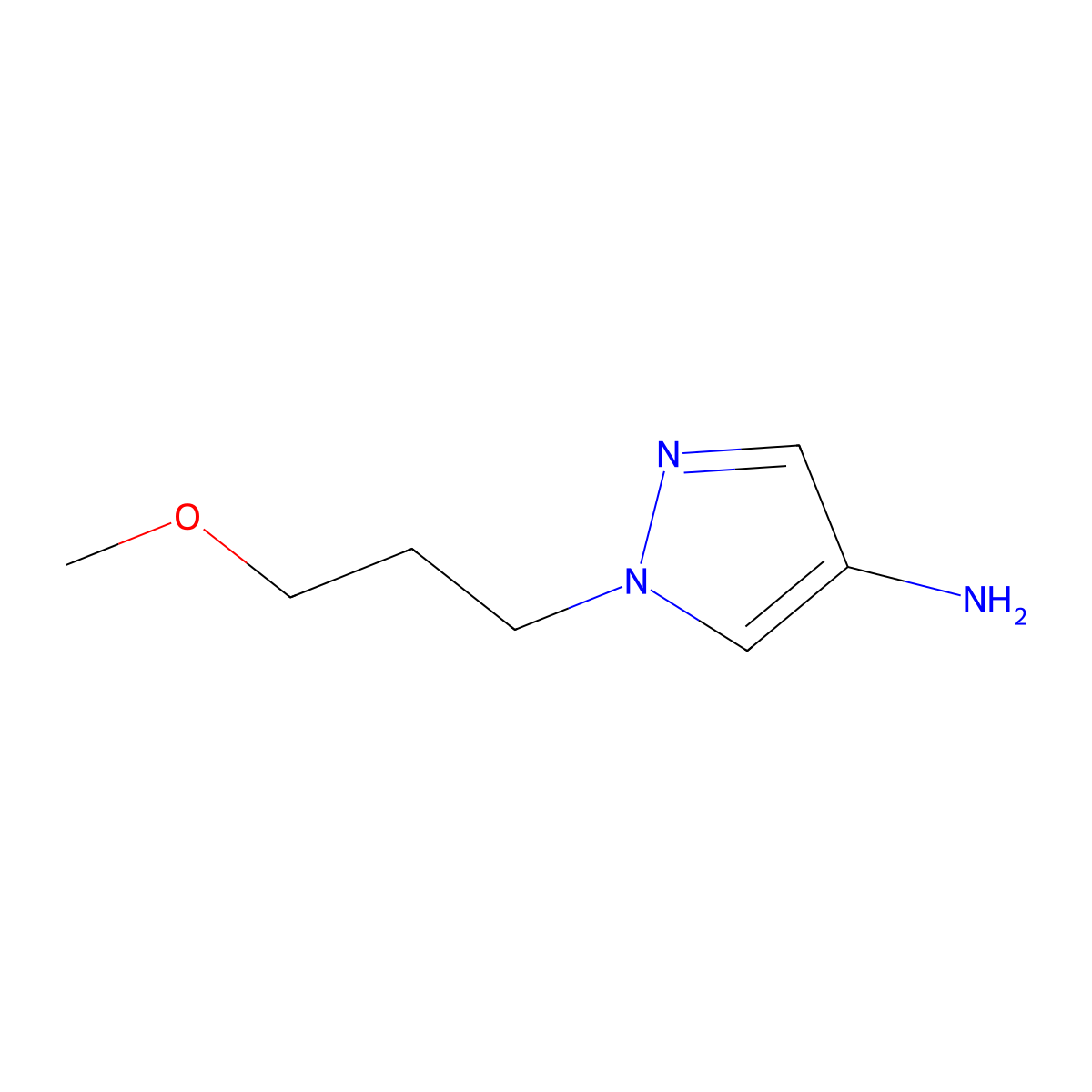 1-(3-methoxypropyl)-1H-pyrazol-4-amine molecular structure, CAS 1184692-53-2