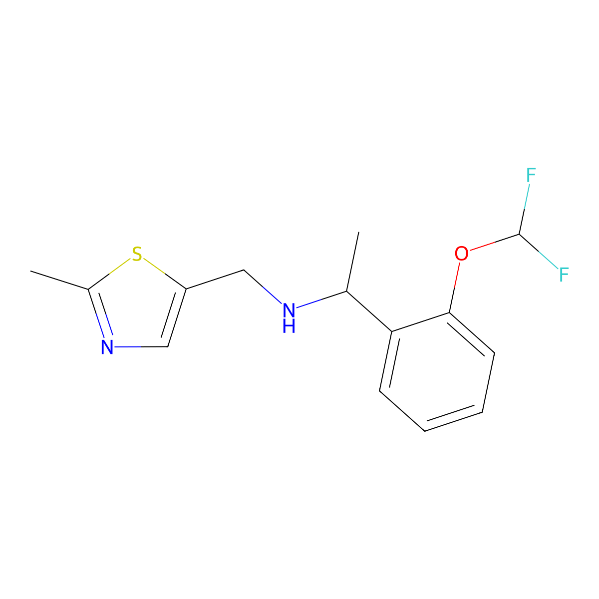 N-[1-[2-(Difluoromethoxy)phenyl]ethyl]-2-methyl-5-thiazolemethanamine molecular structure, CAS 1184705-28-9