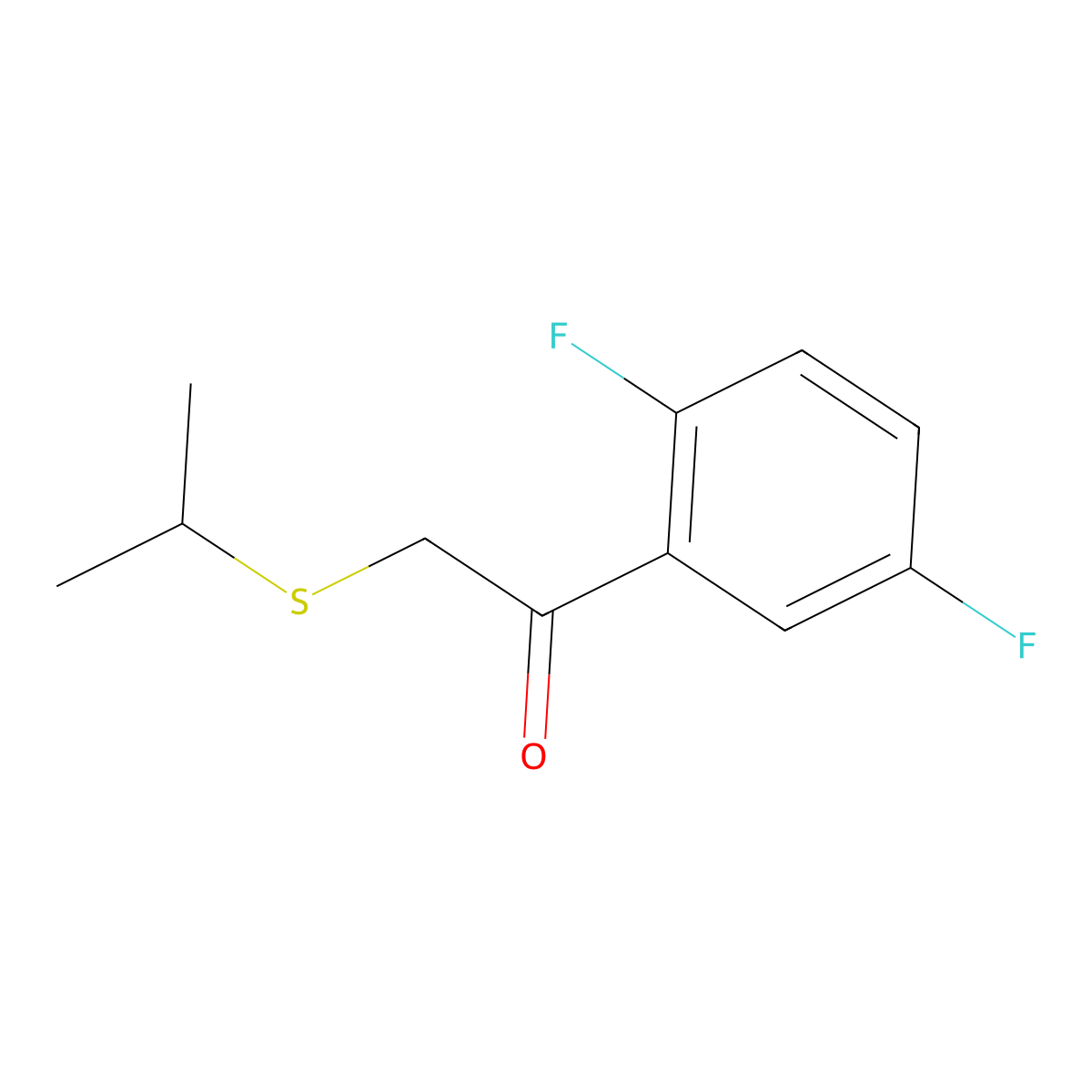 1-(2,5-Difluorophenyl)-2-(isopropylthio)ethan-1-one molecular structure, CAS 1184707-53-6