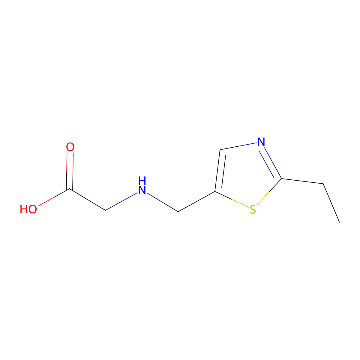 2-{[(2-Ethyl-1,3-thiazol-5-yl)methyl]amino}acetic acid molecular structure, CAS 1184714-04-2