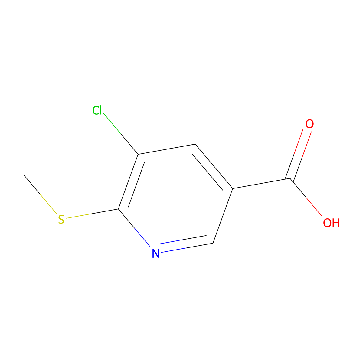 5-Chloro-6-(methylthio)nicotinic acid molecular structure, CAS 1184743-95-0