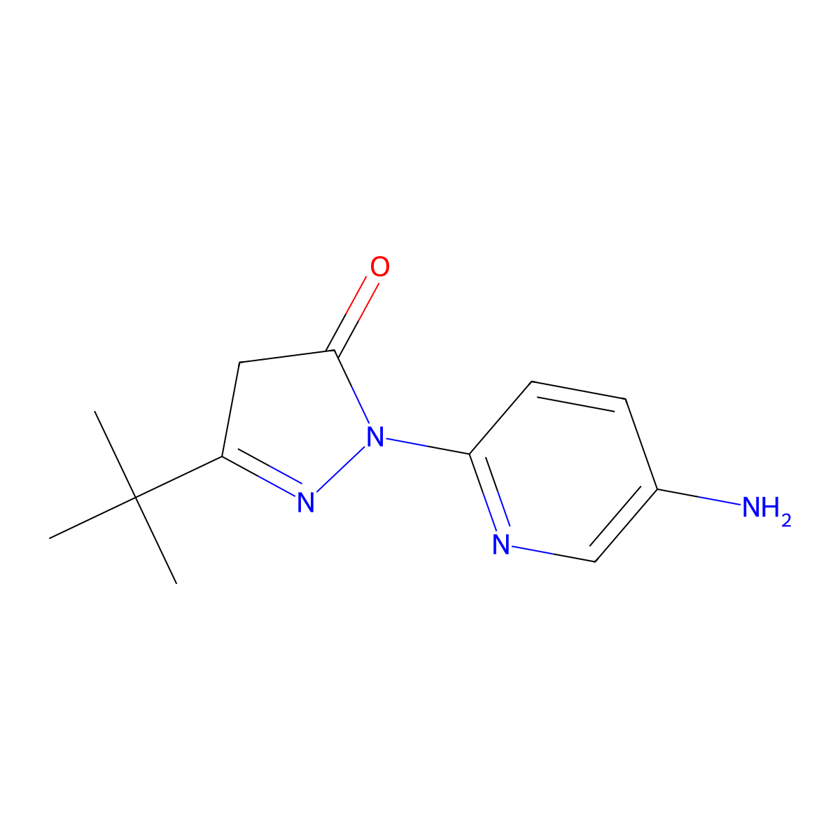 1-(5-Aminopyridin-2-yl)-3-(tert-butyl)-1h-pyrazol-5(4h)-one molecular structure, CAS 1184745-38-7