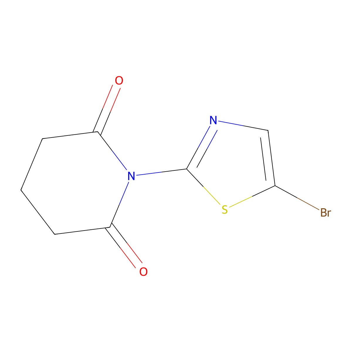 1-(5-Bromo-1,3-thiazol-2-yl)piperidine-2,6-dione molecular structure, CAS 1184753-48-7
