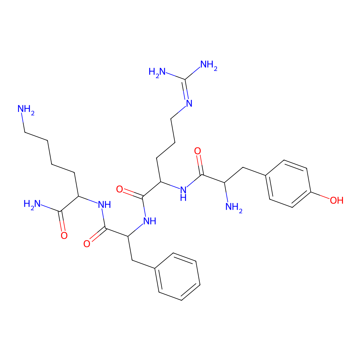 Tyrosyl-arginyl-phenylalanyl-lysinamide molecular structure, CAS 118476-85-0