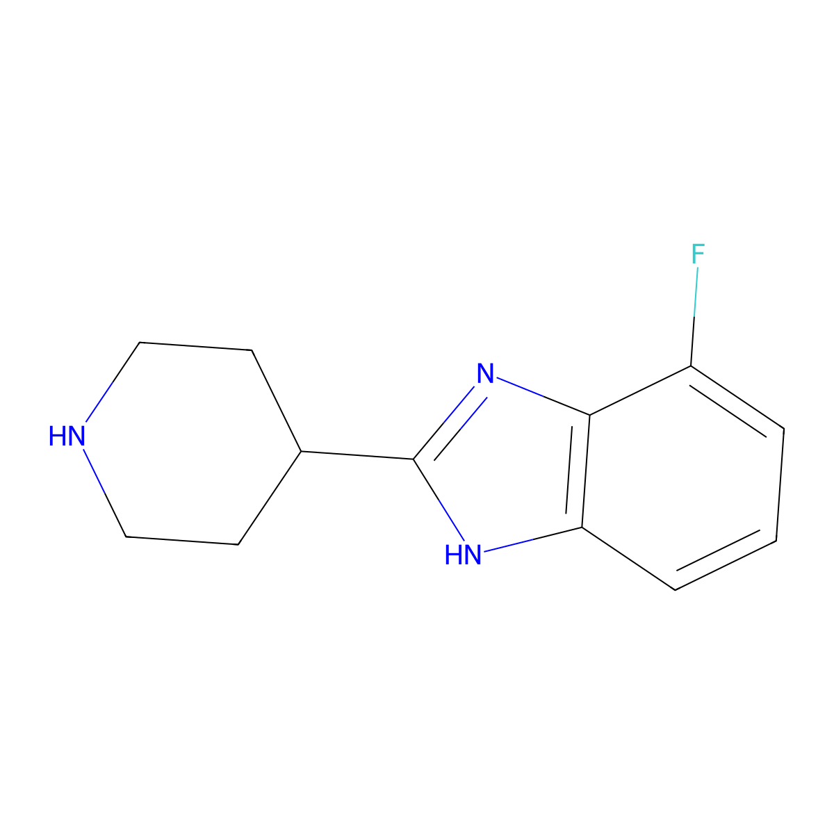 4-fluoro-2-(piperidin-4-yl)-1H-1,3-benzodiazole molecular structure, CAS 1184760-94-8
