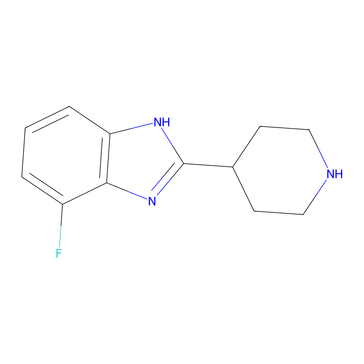 4-fluoro-2-(piperidin-4-yl)-1H-1,3-benzodiazole molecular structure, CAS 1184760-94-8