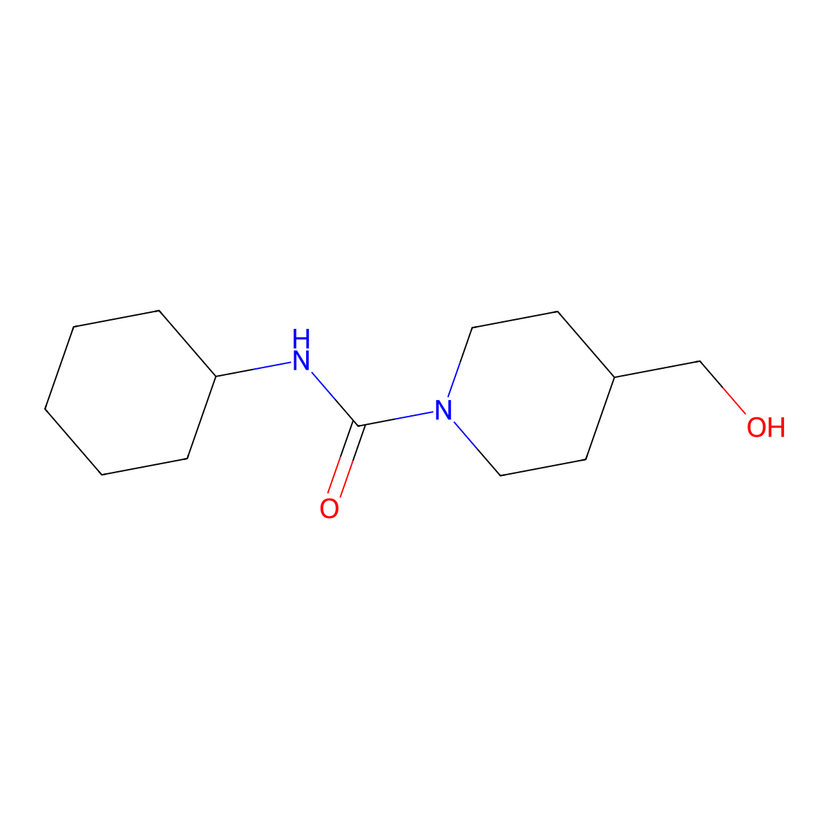 N-cyclohexyl-4-(hydroxymethyl)piperidine-1-carboxamide molecular structure, CAS 1184776-92-8