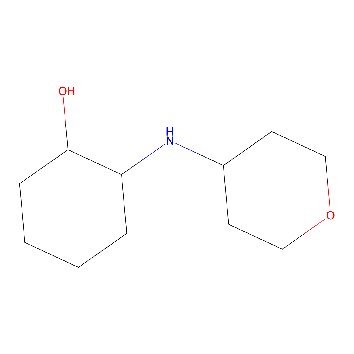 2-[(Oxan-4-yl)amino]cyclohexan-1-ol molecular structure, CAS 1184789-85-2