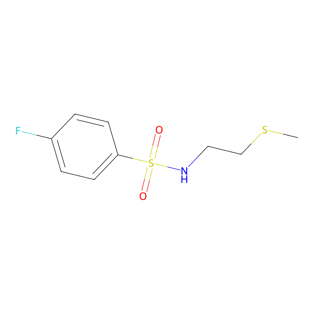 4-Fluoro-N-(2-(methylthio)ethyl)benzenesulfonamide molecular structure, CAS 1184791-84-1